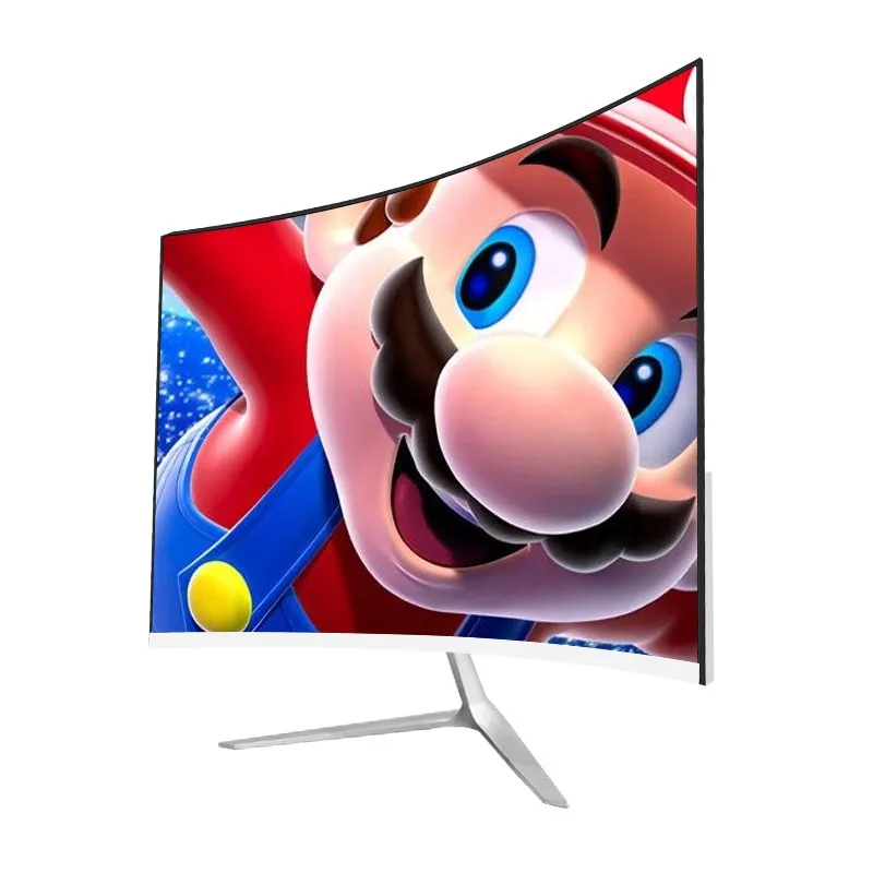 Computer monitor white black/red 24-inch curved surface HD HDMI LCD screen home office desktop narrow frame wide viewing angle | Компьютеры