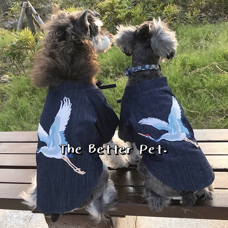 

Japanese Pet and Wind Clothes Schnauzer Shiba Inu Corgi Teddy Dog Cat Denim Coat Autumn Clothes Dog Costume Dogs Clothes Pets