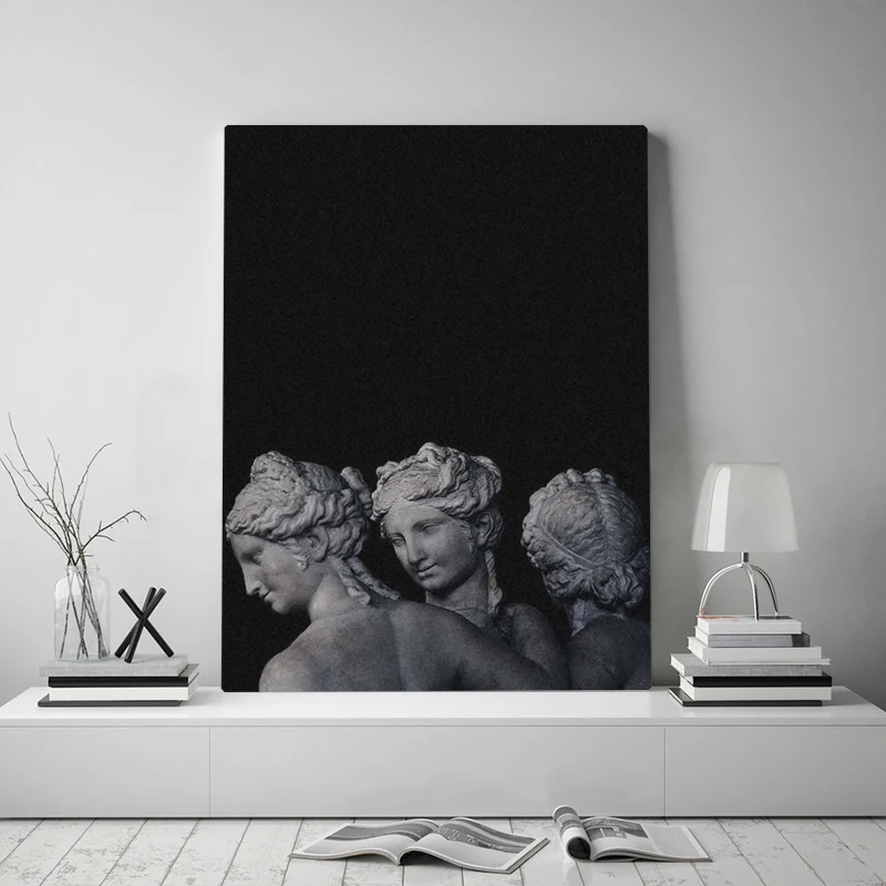 

Modular Pictures Poster Black and White Sculpture Canvas Posters and Prints for Living Room Paintings On The Wall