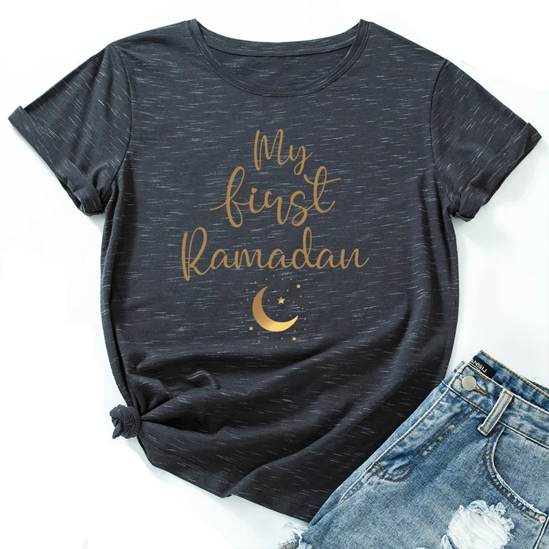 

Summer Plus Size TShirt Women New Moon Letter Print Shirt O Neck Short Sleeve Tees Women Fashion Clothing Casual 100%Cotton Tops
