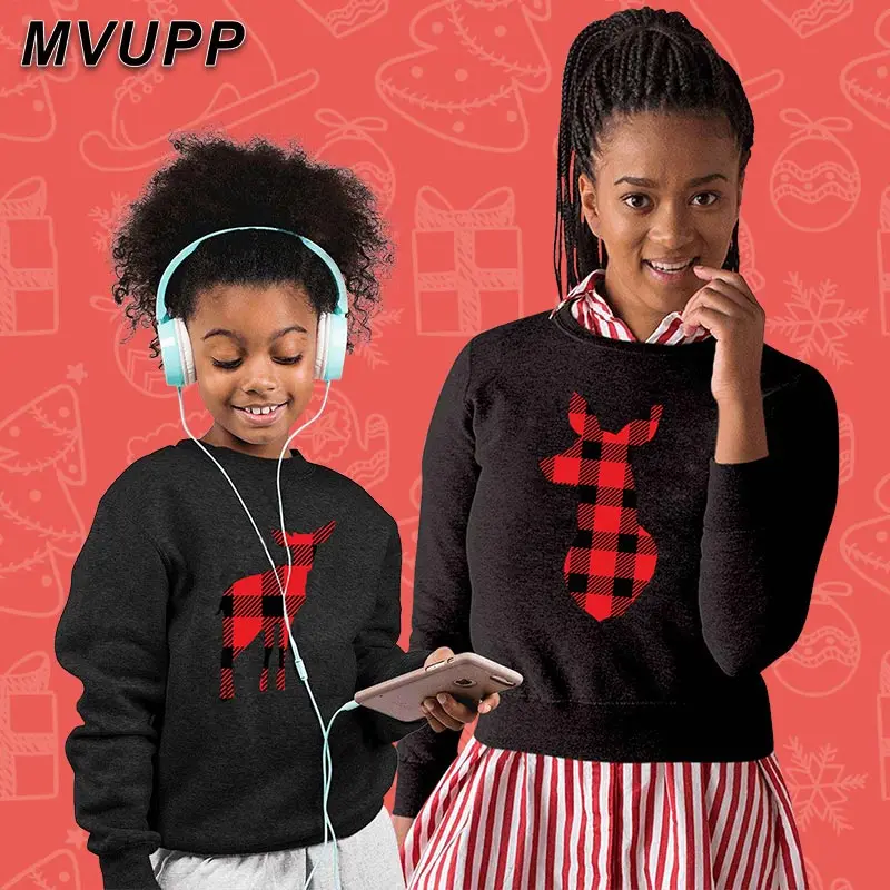 Одинаковые рождественские комплекты для семьи с оленем толстовки капюшоном