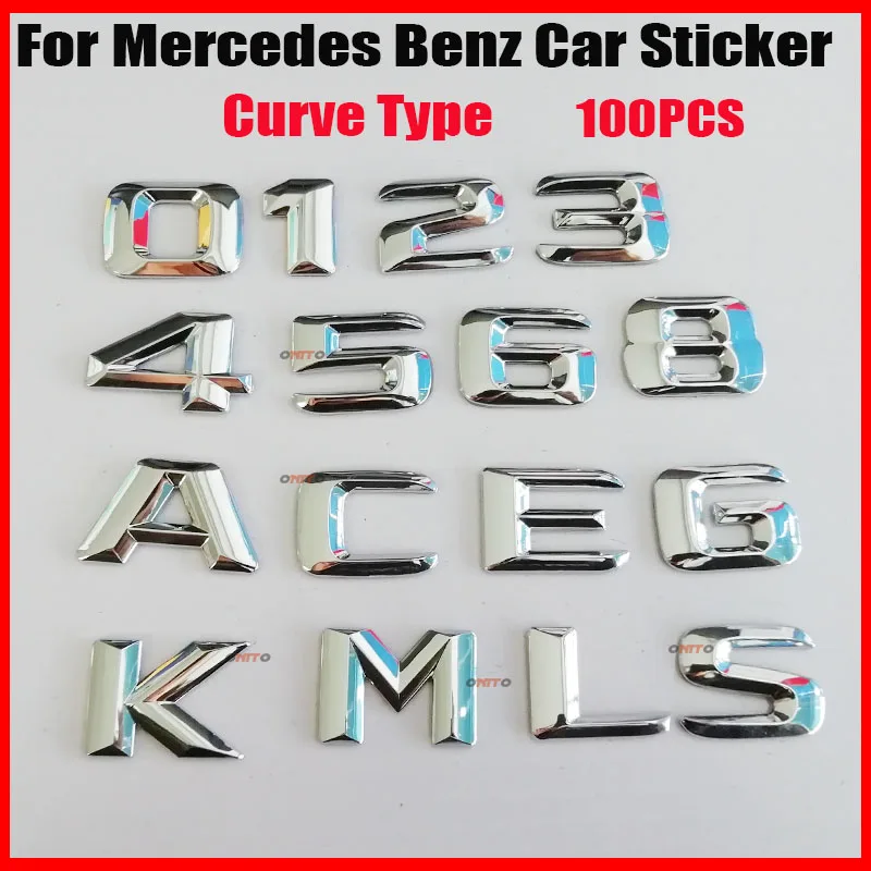 

For GLC GLK GLE GLA CLA Auto Decoration 0/1/2/3/4/5/6/7/5/K/L/M/S/L 100pcs Car Styling Car Rear Sticker Emblem Badge Letters
