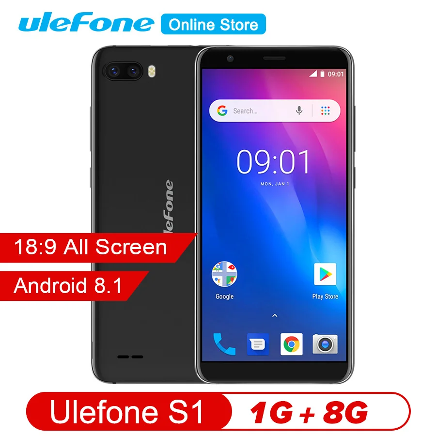 Оригинальный Ulefone S1 Android 8 1 смартфон MT6580 четырехъядерный 5 ''HD 8MP 1GB ram 8GB rom 3000mAh 3g