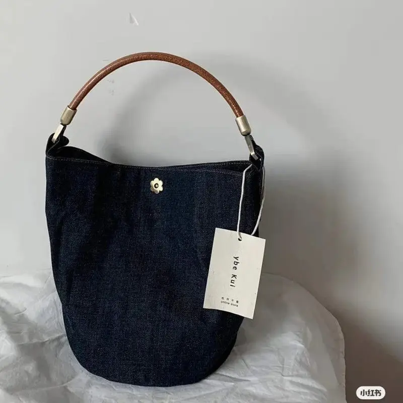 

Designer New Casual Denim Bucket bag for women Shoulder Crossbody Bag ladies handbag Luxury Female Totes blue Whole Sale