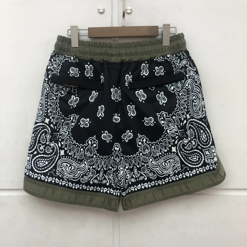 

Шорты мужские/женские из плотной ткани, классические короткие штаны в стиле пэчворк, с цветочным принтом кешью, с карманами, бриджи на завяз...