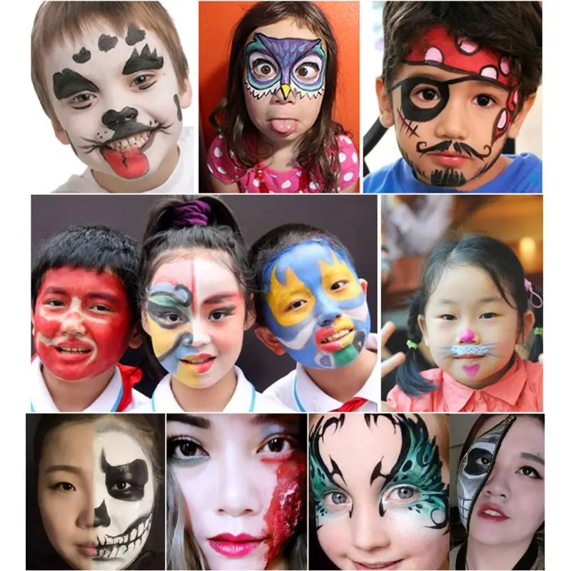 

15 Colors Face Painting Body Makeup Non Toxic Safe Water Paint with Brush Christmas Halloween Party Tools