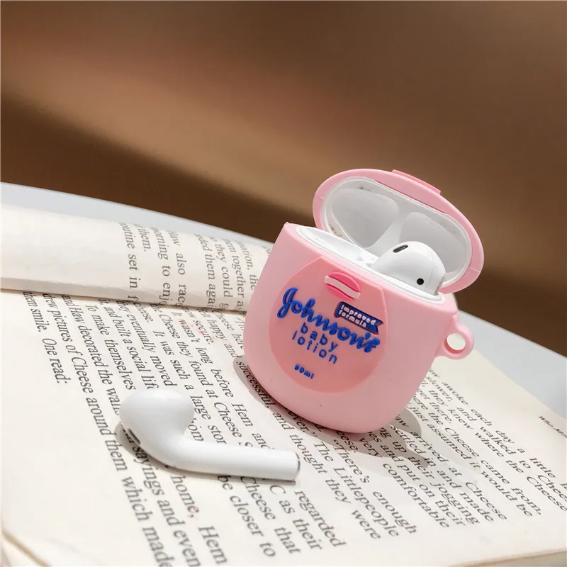 Розовый детский лосьон бутылка милый мультфильм Забавный bluetooth беспроводной Чехол для гарнитуры для apple airpods 1/2 защитный зарядный чехол