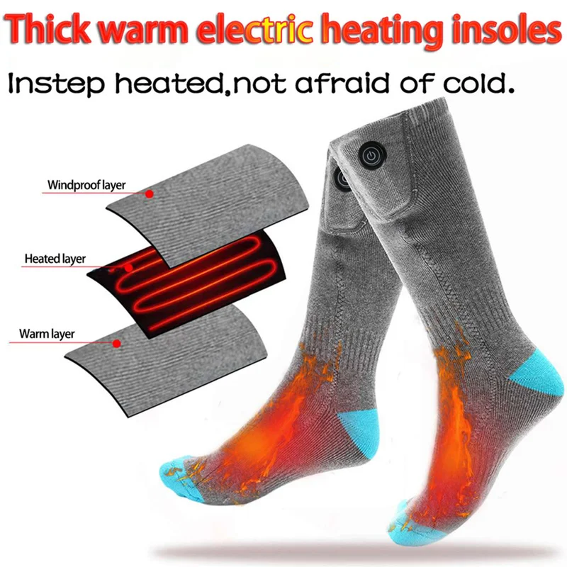 Теплые теплые носки спортивные с тремя режимами Зимние гетры 4400 мАч