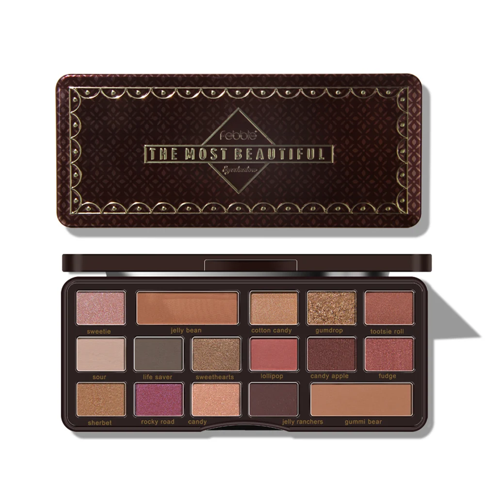 16 цветов Сияющие тени для век Палитра Водонепроницаемая Дымчатая матовая Пудра