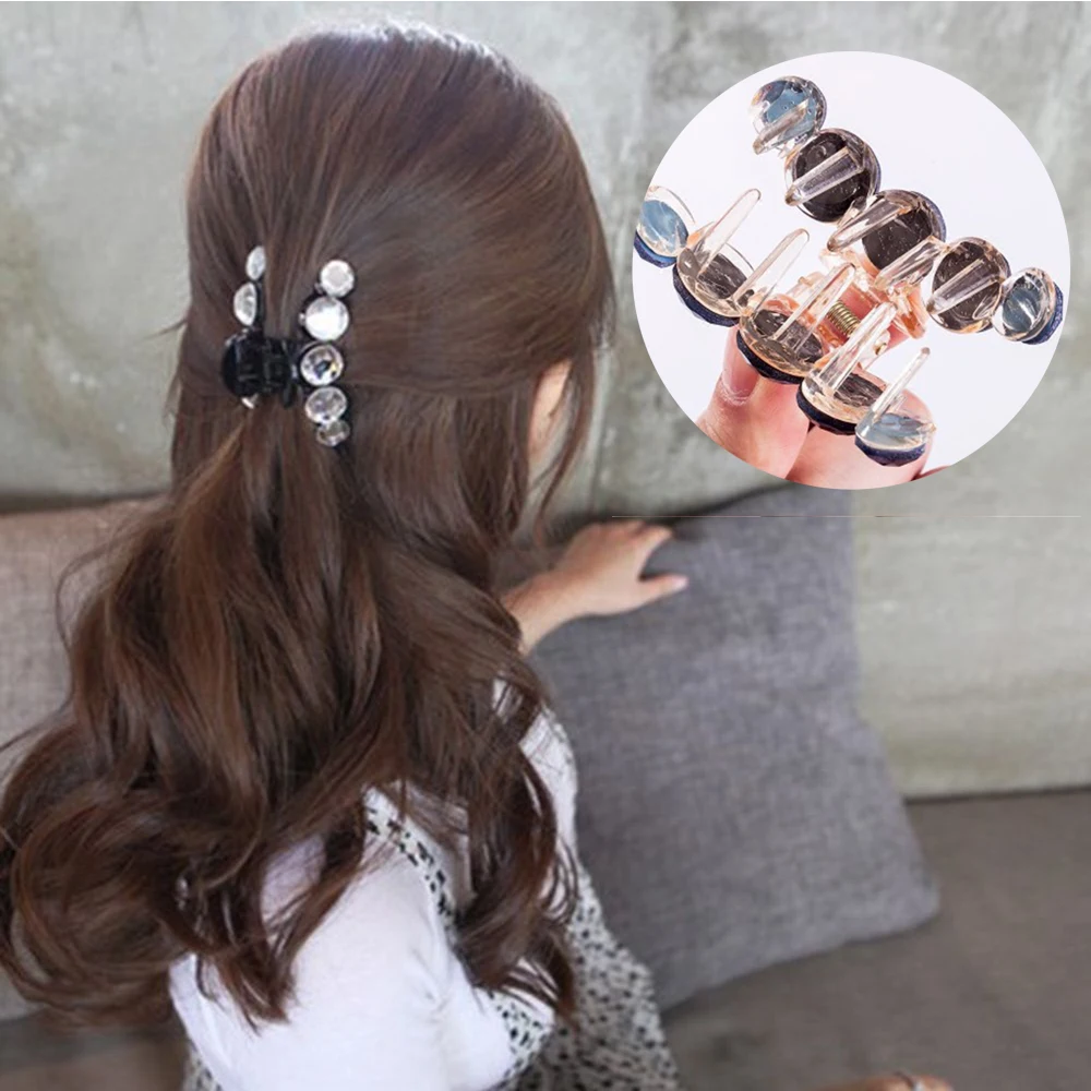 

Top Gripper Crystal Rhinestone Pearl Hair Pins Hair Clip Women Crystal Hair Crab Plastic Hair Claw Clamp Resin Barrette