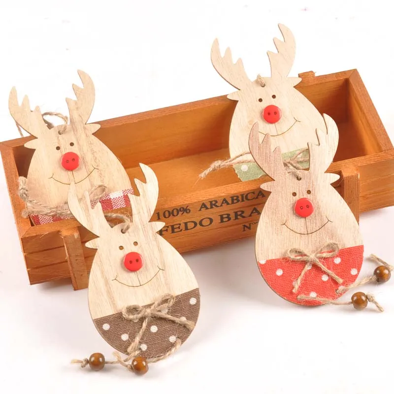 

Lovely Reindeer Wooden Christmas Ornaments Tree Hanging Pendants Christmas DIY Decorations for New Year Gift mt2545