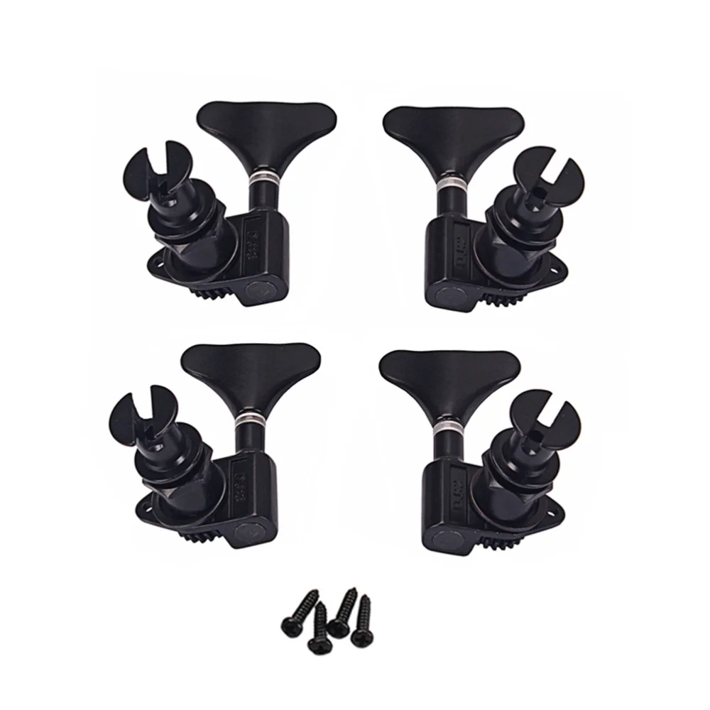 

GC117 2L 2R Enclosed Ukulele Tuning Pegs Tuners Nickel Machine Head Furrules Mounting Screws Keys Set for Bass Ukulele (Black)