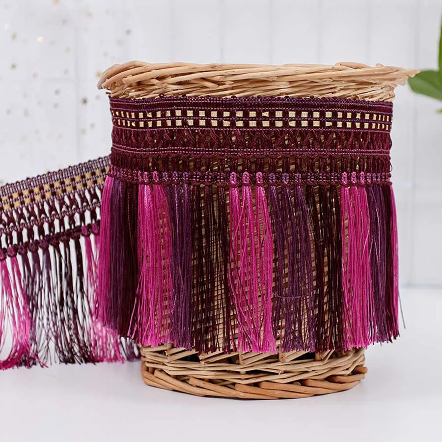 Кружевная тесьма с бахромой 12 метров 13 см смешанные цвета отделка из полиэстера