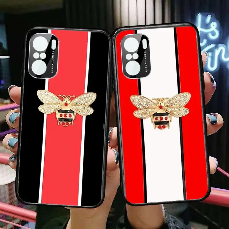 

Luxury Bee bling Diamond Phone Case For xiaomi redmi POCO F1 F2 F3 X3 Pro M3 9C 10T Lite NFC Black Cover Silicone Back Prett mi