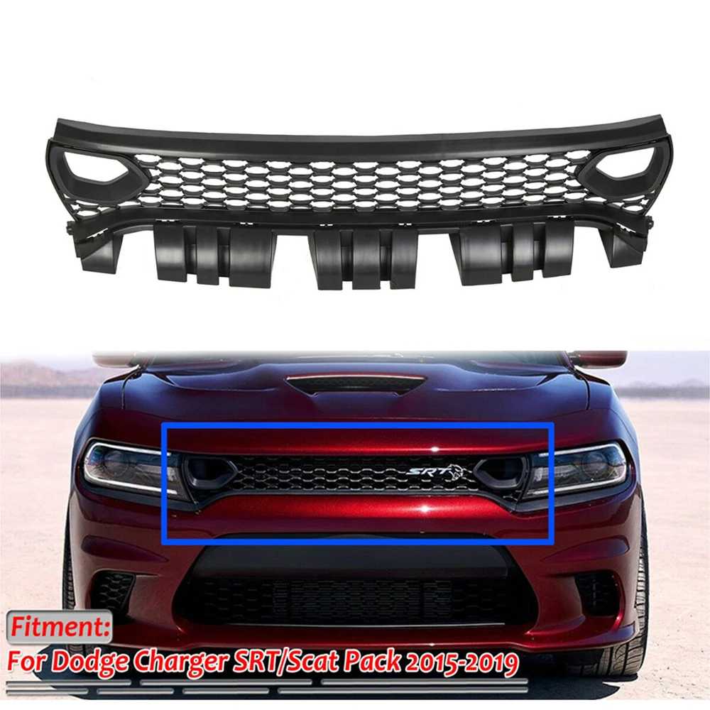 

Передняя решетка гриль для Dodge Charger SRT 2015-2019 Scat Pack Daytona с закрепкой двойной Впускной верхний бампер