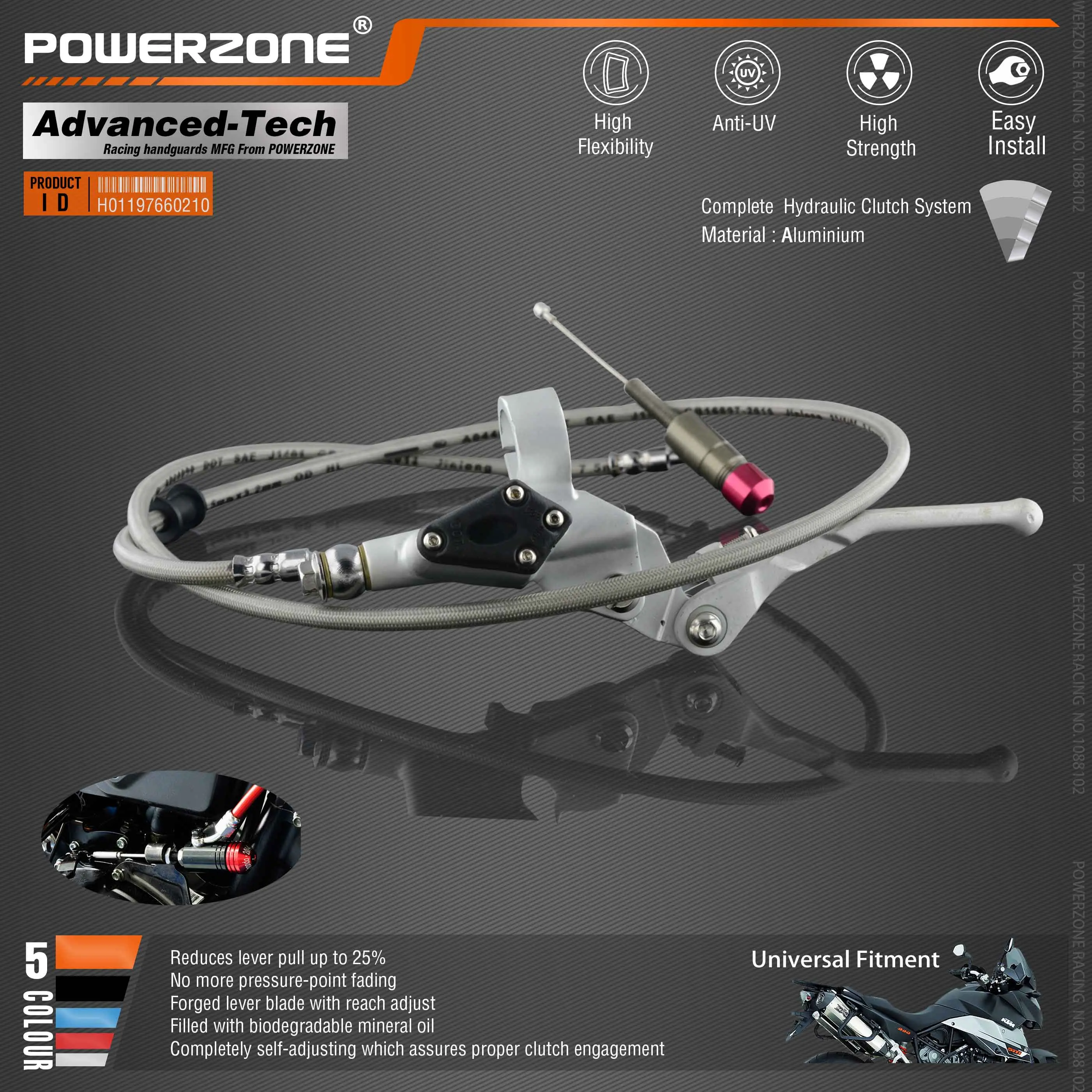 

Powerzone hydraulic clutch 1200mm lever master cylinder for 125-250cc Vertical Engine Off road Motorcycle Fit ATV US