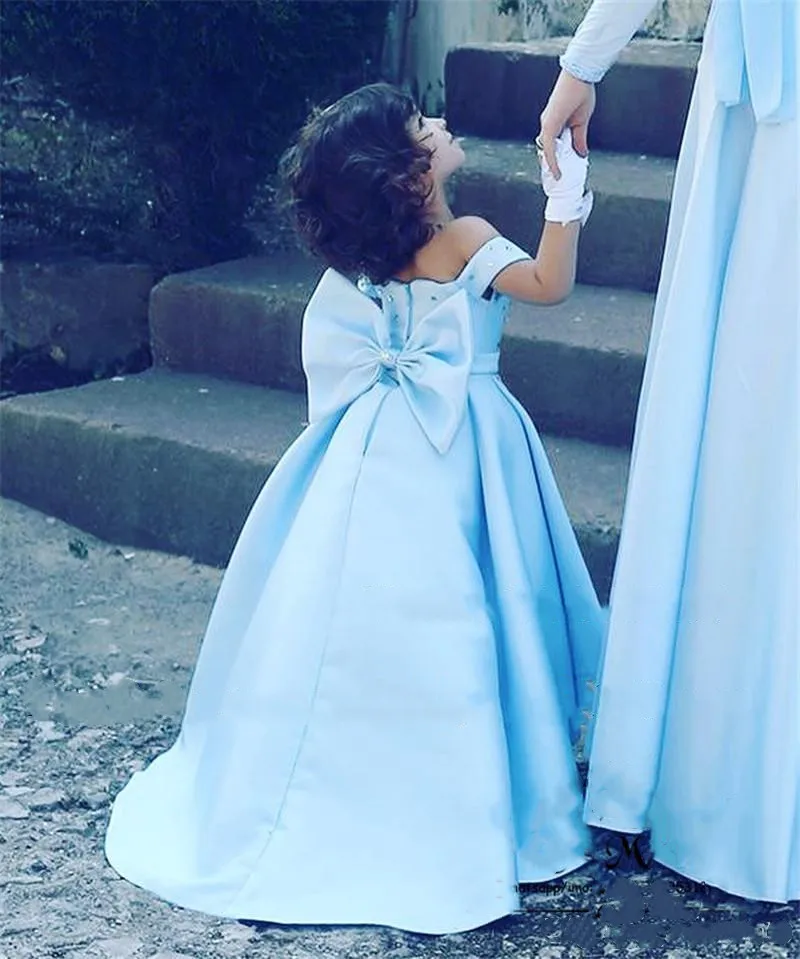 Высокий Низкий светильник синие нарядные платья для девочек с бантом размера