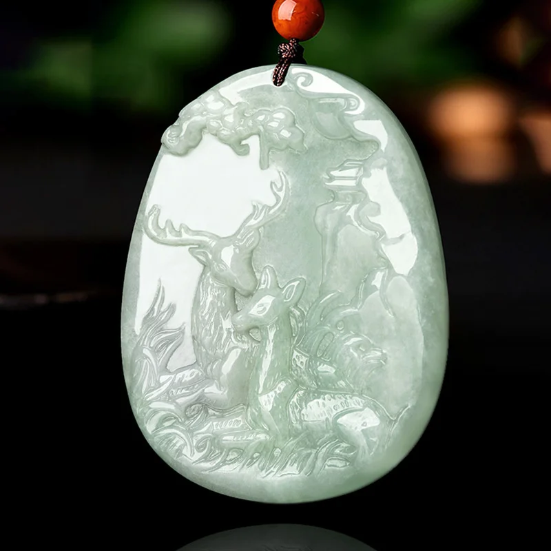 

Лидер продаж, ожерелье с натуральным нефритовым оленем ручной резки, подвеска на весь путь, модные ювелирные изделия, аксессуары для мужчин ...