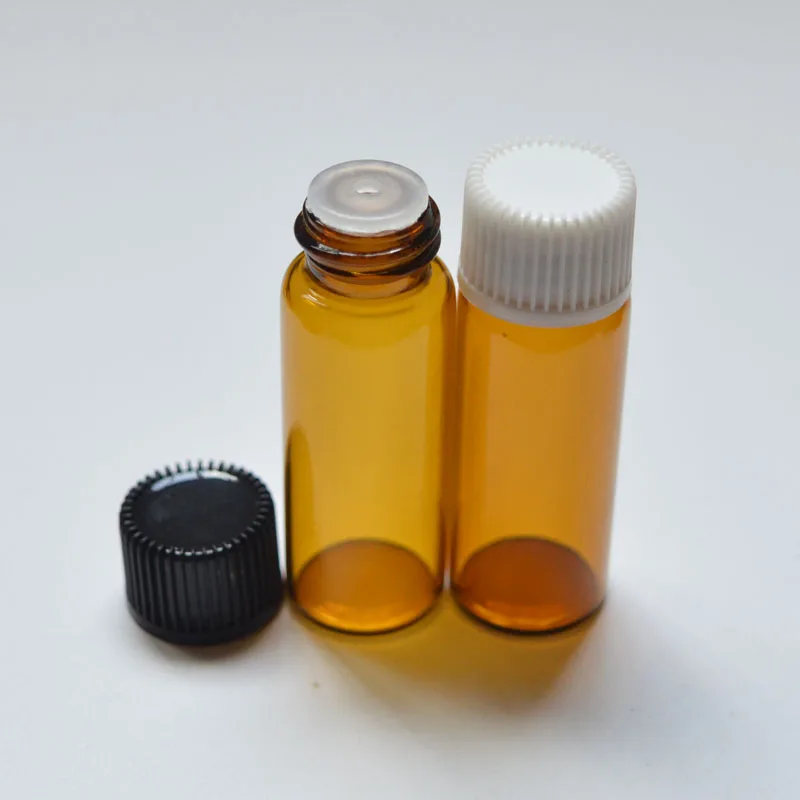 

5000pcs 1ml 2ml 3ml 5ml Mini Empty Liquid Amber Glass Bottle with Orifice Reducer Small Essential Oil Clear Vials