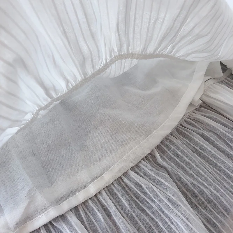 

Luxi White Dress Women's Mid-length 2021 Summer New Women's Drawstring Super Fairy Temperament French Elegant Long Skirt Dress