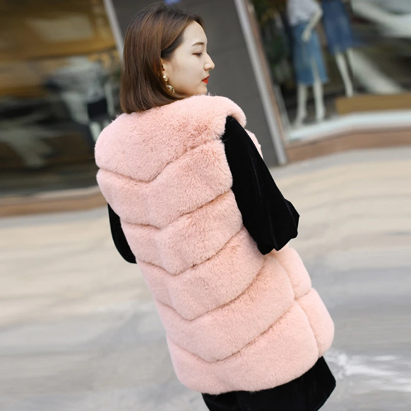 Новинка 2021 супермягкий теплый жилет из искусственного кроличьего меха женский