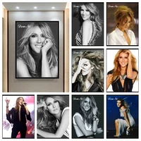 wall sticker famous singer celine dion diamond painting embroidery black white picture of rhinestone needlework bedroom decor