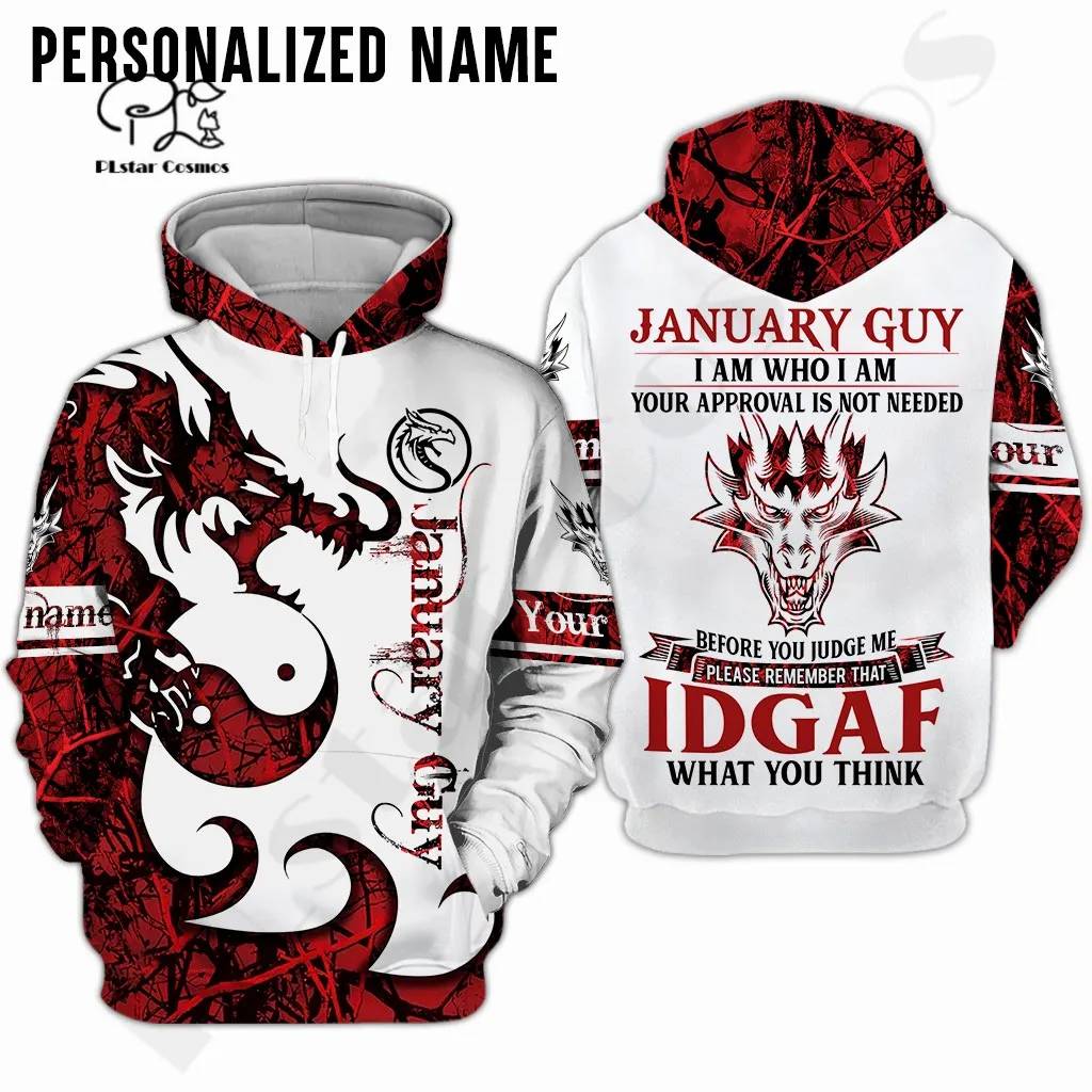 

PLstar Cosmos 3DPrint Newest Dragon Personalized Name January Birthday Gift Boy Art Harajuku Streetwear Hoodies/Sweatshirt/Zip 2