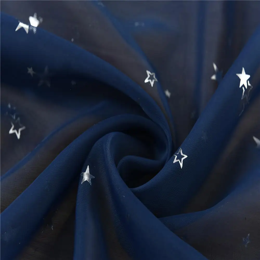 dark blue star tulle Темно-синие шторы со звездами для детской комнаты, прекрасные принтованные шторы для мальчиков, спальни, детской комнаты, шторы для окон 123& 30 - Цвет: dark blue star tulle