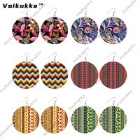 mixed 6 pairs wholesale sale bohemian holiday style wood fabric pattern drop cute earrings pendant jewelry for women accessories
