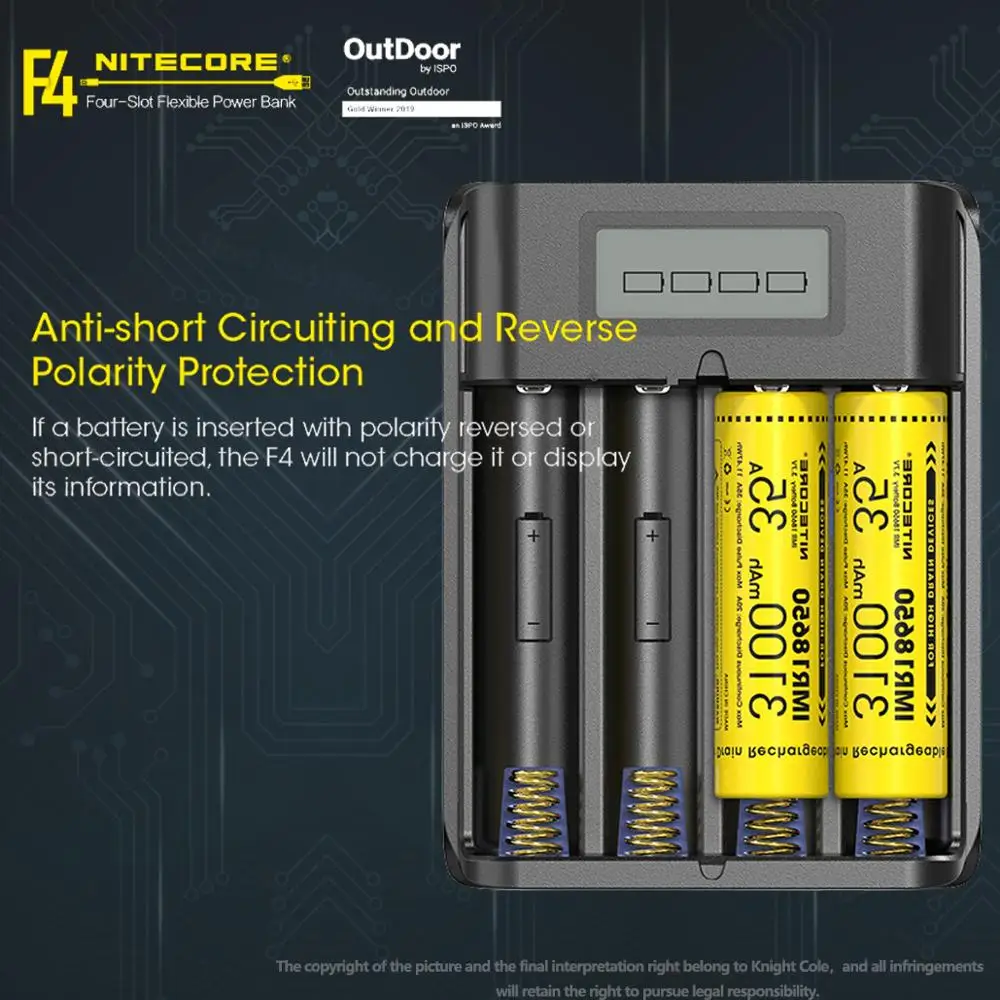100% оригинальное гибкое зарядное устройство NITECORE F4 с четырьмя слотами