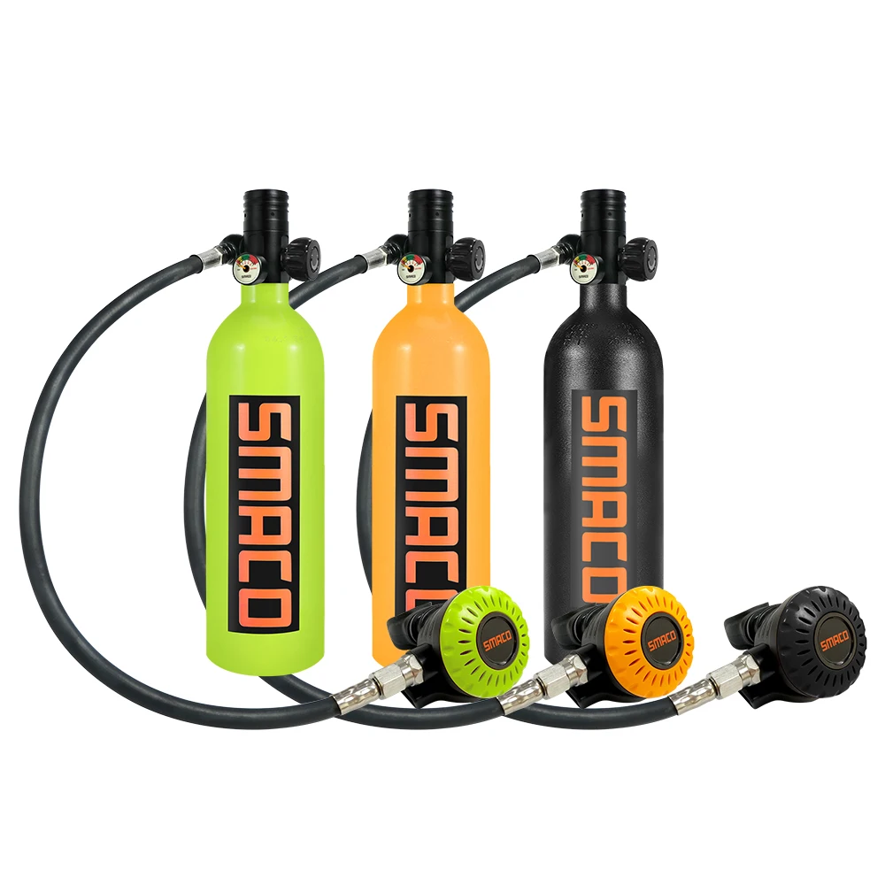 

1L Scuba Oxygen Cylinder Air Tank with 360 Degree Rotation Hose Scuba Regulator Diving Respirator Snorkeling Breathing Equipment