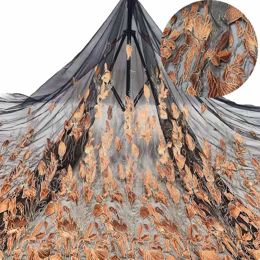 

Высококачественная французская сетчатая кружевная ткань, швейцарская Тюлевая ткань с цветочной вышивкой, юбка для банкета, выпусквечерние вечера, свадебного платья, 5 ярдов, Bpodq