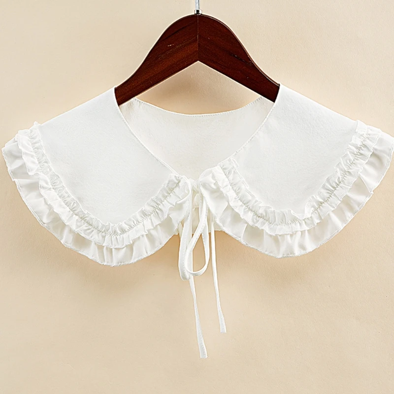 

Women Decorative Shawl Mini Cape Ruffles Ribbon Bow Necklace Doll Fake Collar R3MC