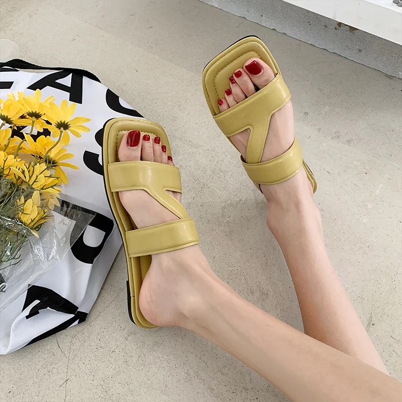 

Shoes Slippers Casual Slipers Women Shale Female Beach Slides Luxury 2021 Soft Sabot Flat Basic Fashion PU Rome Rubber Flat Shoe