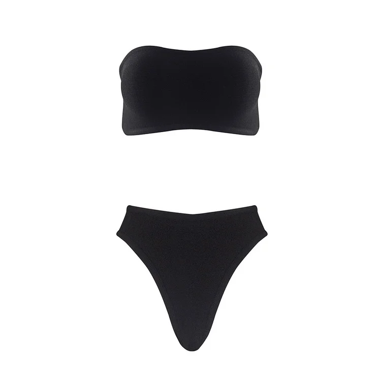 

Ins Sexy Bra Big Chest Bikini Net Red Vacation Beach Hot Spring Bandage High Fork Swimsuit