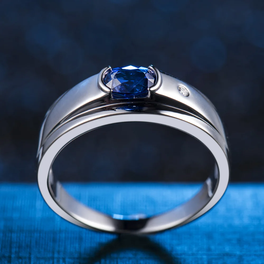 Роскошное модное ювелирное Открытое кольцо с круговым синим кубическим