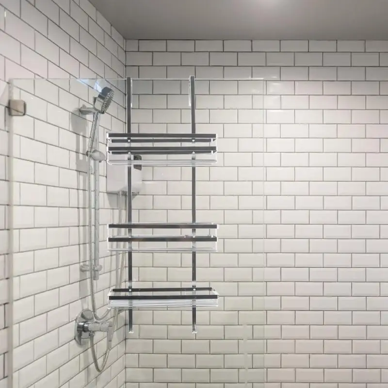 

3 Layer Bathroom Shelves Stainless Steel Punch Free Hanging household Bathroom Shelf Racks Shampoo Shower Gel Holder 80x30cm HWC