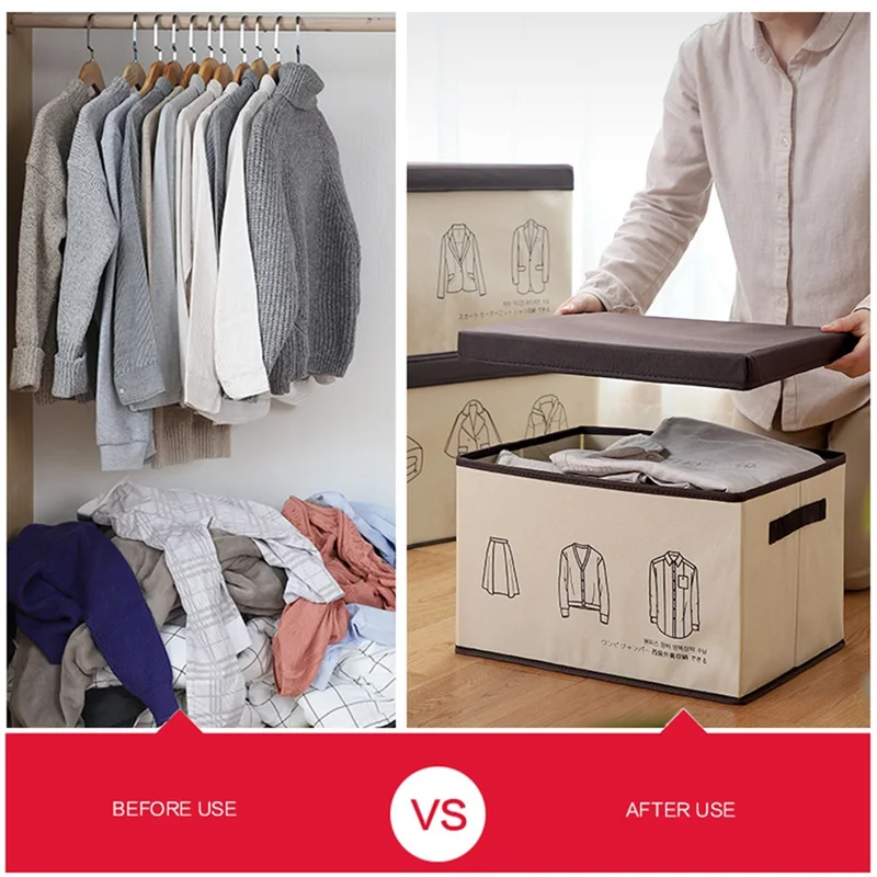 2020 складная коробка для хранения с крышкой из хлопка и льна органайзер одежды