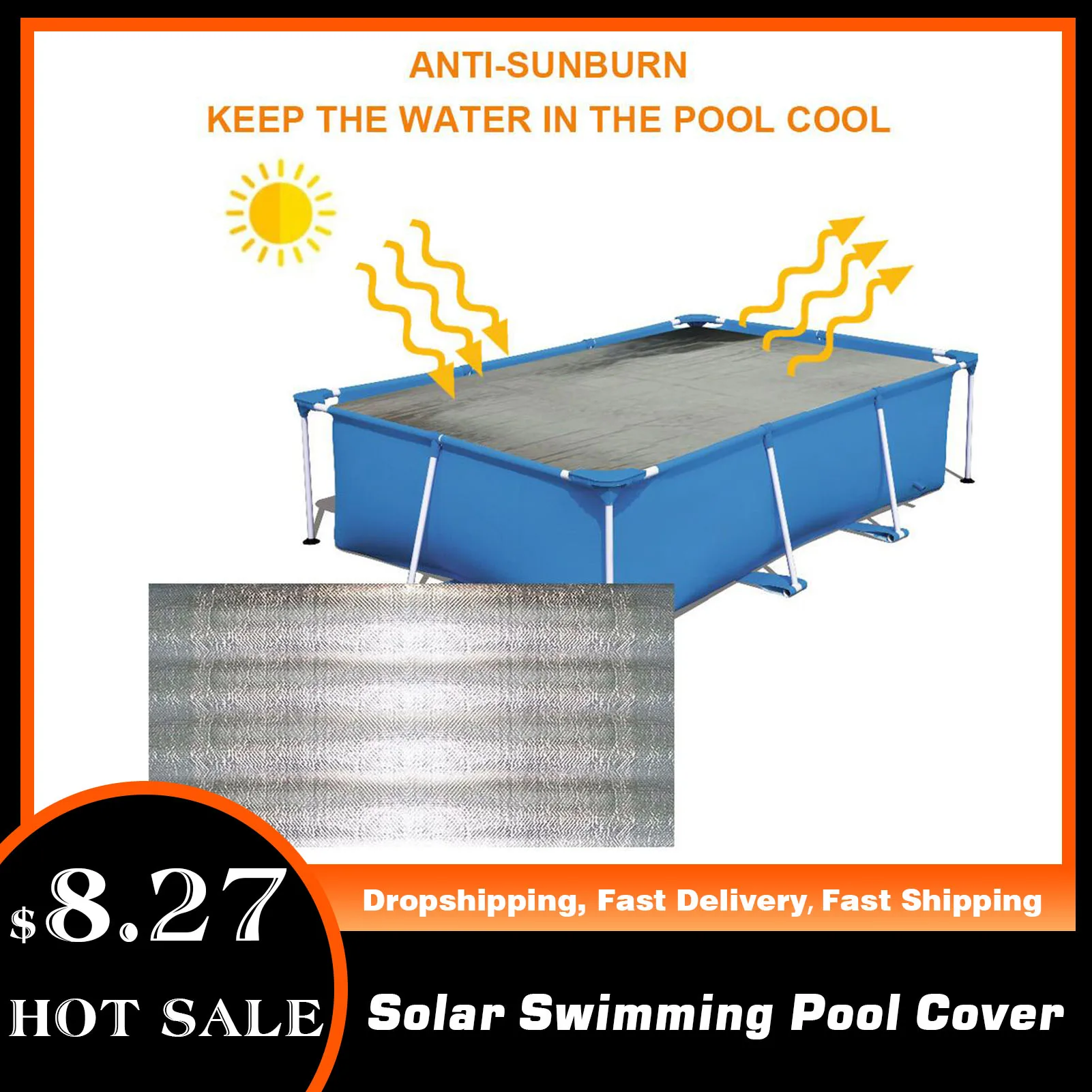

5.24/10.5/6.6/13.1 Feet Newest Pool Cover Rectangular Solar Swimming Pool Tub Cover Outdoor Bubble Blanket Accessories