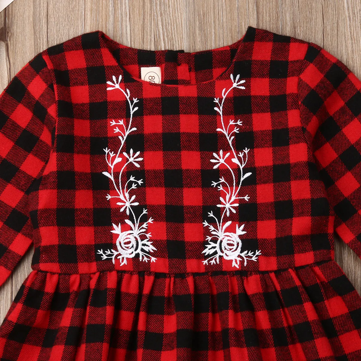 Детское платье рождественское клетчатое с длинным рукавом повседневная одежда