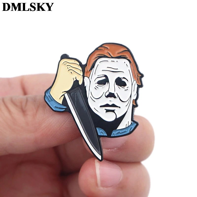 

DMLSKY Halloween Jewelry Horror Pins Metal Badge Cartoon Character creative Pins Icon on The Backpack Pin for Clothing M3920