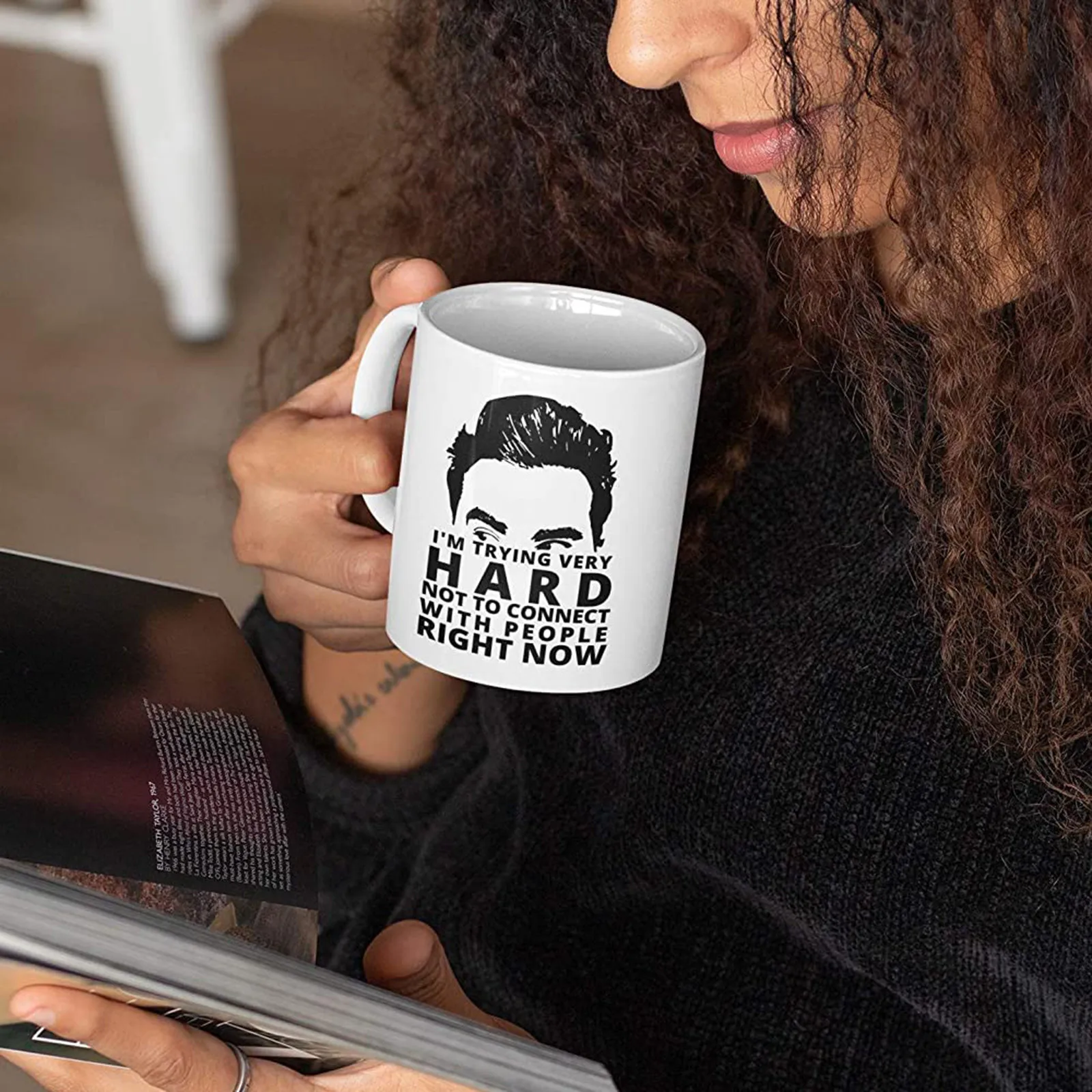 

Personal Milk Coffee Mug White Ceramic Soda Drinks Water Cup Funny Text Trying Not Connect People Now Enjoying Tea Mug