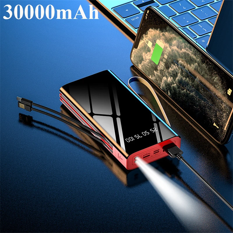 

Внешний аккумулятор на 30000 мА · ч для Xiaomi, Huawei, iPhone, Samsung