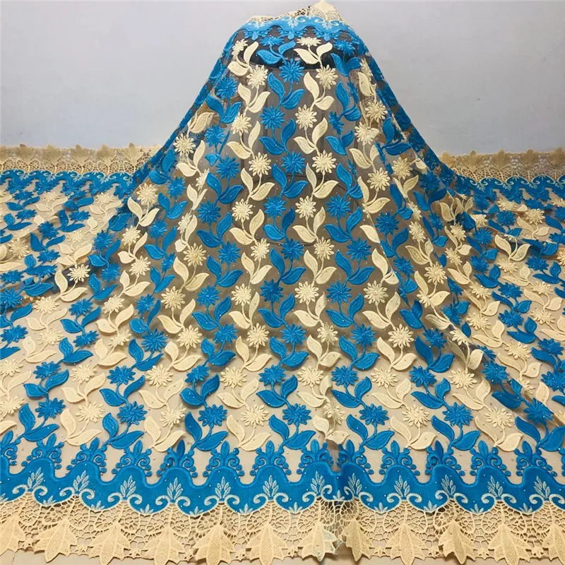

Nigerian african lace fabric 2020 high quality lace embroidery tulle lace with stones for wedding dress