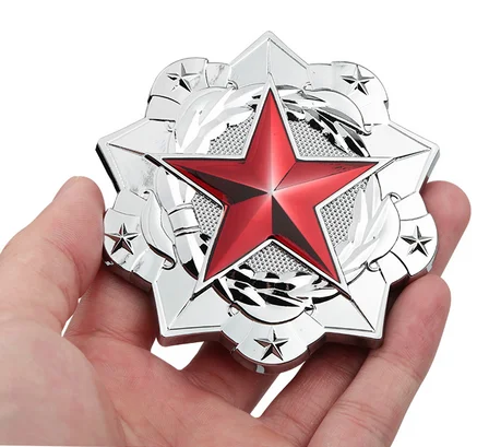 

3D Silver Auto Stickers Metal Pentagram Five-pointed Star Flag Badge Emblem Decal Motorcycle Modified Car Accessories