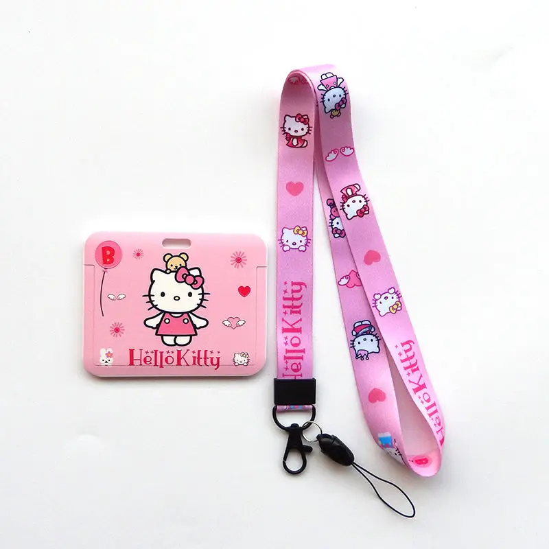 

Hello Kitty Student Meal Card Set Bus Card Kindergarten Shuttle Card Cute Lanyard Neck Protective Cover Horizontal Badge Set