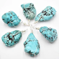 2021 new high quality turquoise stone irregular pendants for jewelry accessories making 6pcslot wholesale free shipping