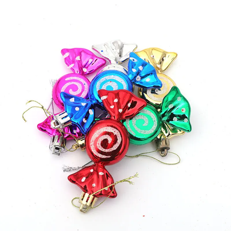 

2022 Navidad Christmas Decoration Gift Box Electroplating Painted Candy Props Chrismas Tree Pendant Lollipop 6/box Fall Decor