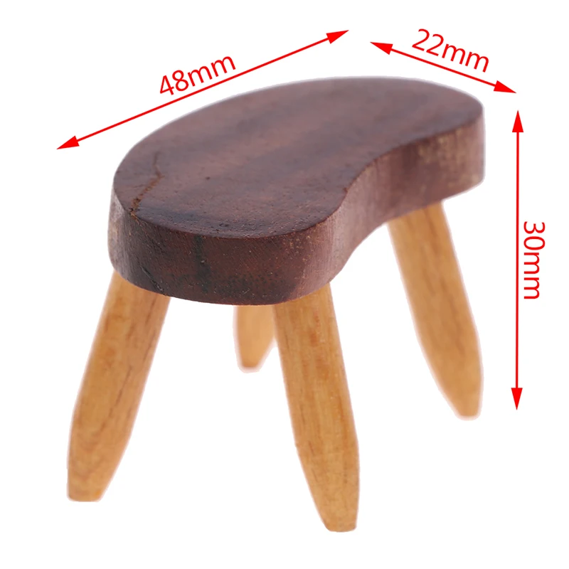 

1:12 Dollhouse Miniatures Wood Stool Chair Model Doll House Floral Stool Decor