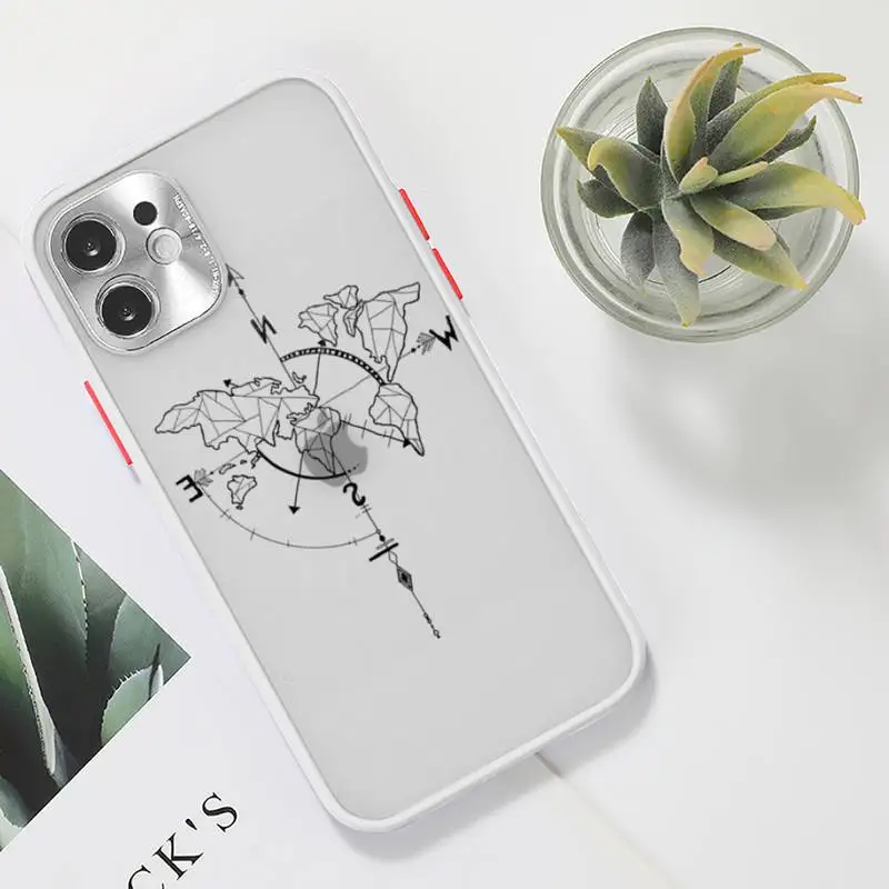

Airplane world map travel abstract line Phone Case For iPhone 12 11 Mini Pro XR XS Max 7 8 Plus X Matte transparent White Cover